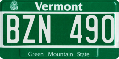 VT license plate BZN490