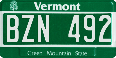 VT license plate BZN492