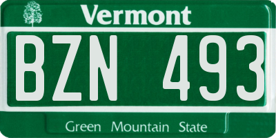 VT license plate BZN493