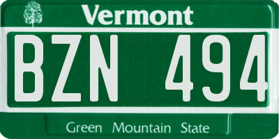 VT license plate BZN494