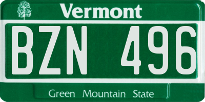 VT license plate BZN496
