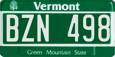 VT license plate BZN498