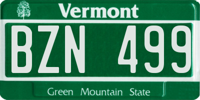 VT license plate BZN499