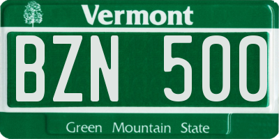 VT license plate BZN500