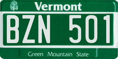 VT license plate BZN501