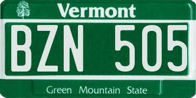 VT license plate BZN505