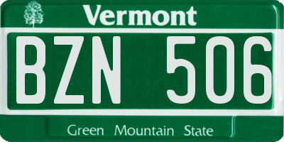 VT license plate BZN506