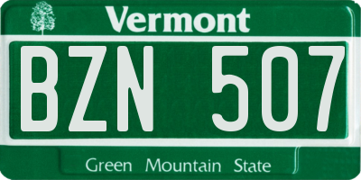 VT license plate BZN507