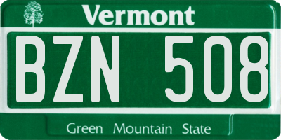 VT license plate BZN508