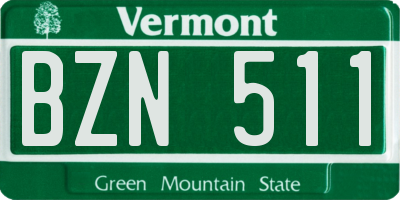 VT license plate BZN511