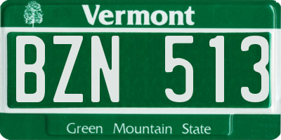 VT license plate BZN513
