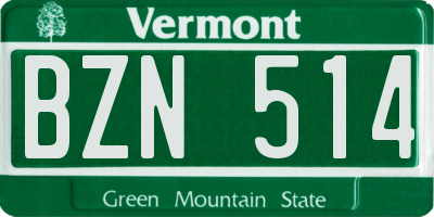 VT license plate BZN514