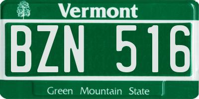 VT license plate BZN516