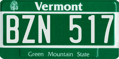 VT license plate BZN517