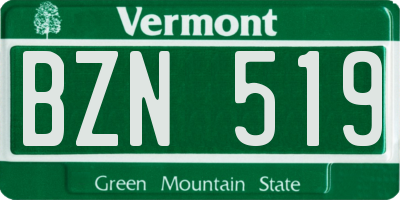 VT license plate BZN519