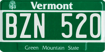 VT license plate BZN520