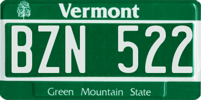 VT license plate BZN522