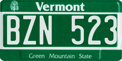VT license plate BZN523