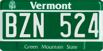 VT license plate BZN524