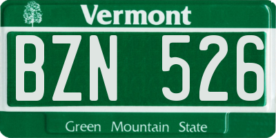 VT license plate BZN526