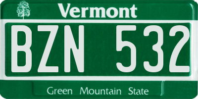 VT license plate BZN532