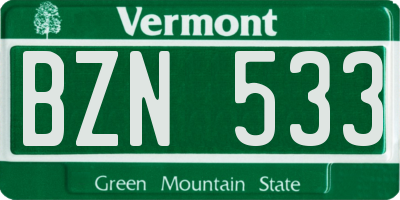 VT license plate BZN533
