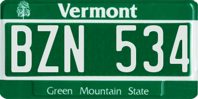 VT license plate BZN534