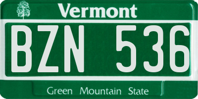 VT license plate BZN536