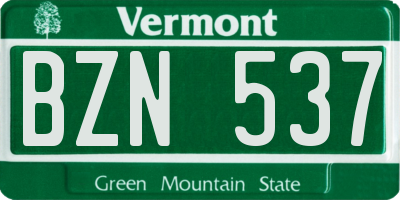 VT license plate BZN537