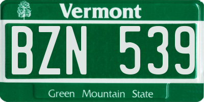 VT license plate BZN539