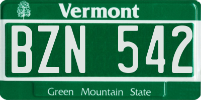 VT license plate BZN542