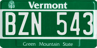 VT license plate BZN543