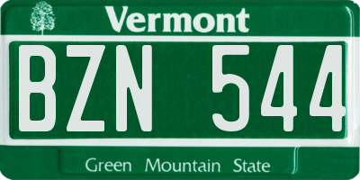 VT license plate BZN544