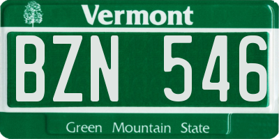 VT license plate BZN546