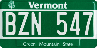 VT license plate BZN547