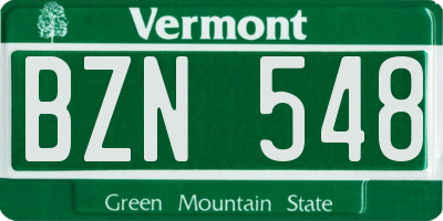 VT license plate BZN548