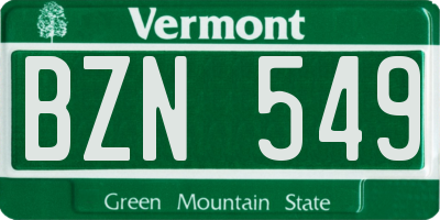 VT license plate BZN549