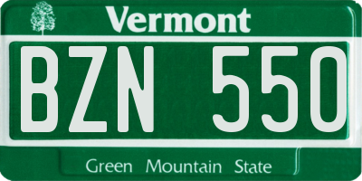 VT license plate BZN550