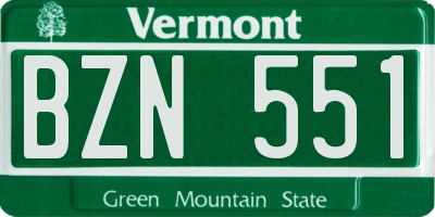 VT license plate BZN551