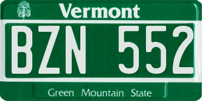 VT license plate BZN552