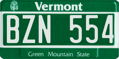 VT license plate BZN554