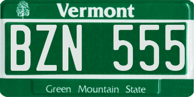 VT license plate BZN555