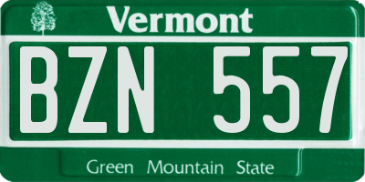VT license plate BZN557