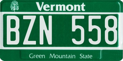 VT license plate BZN558