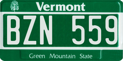VT license plate BZN559