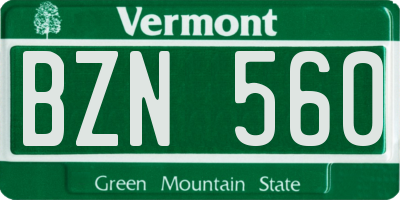 VT license plate BZN560