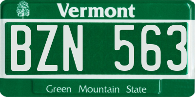 VT license plate BZN563