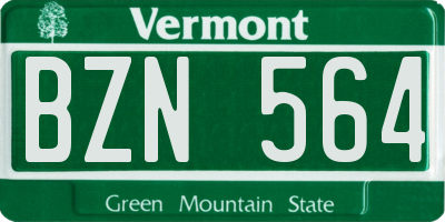 VT license plate BZN564