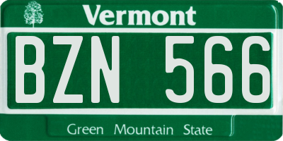 VT license plate BZN566