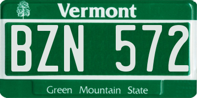 VT license plate BZN572